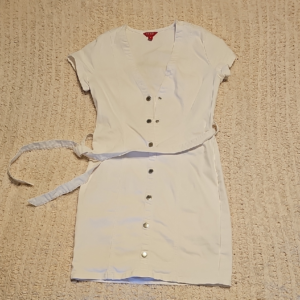 Guess White Denim Button Down Dress
